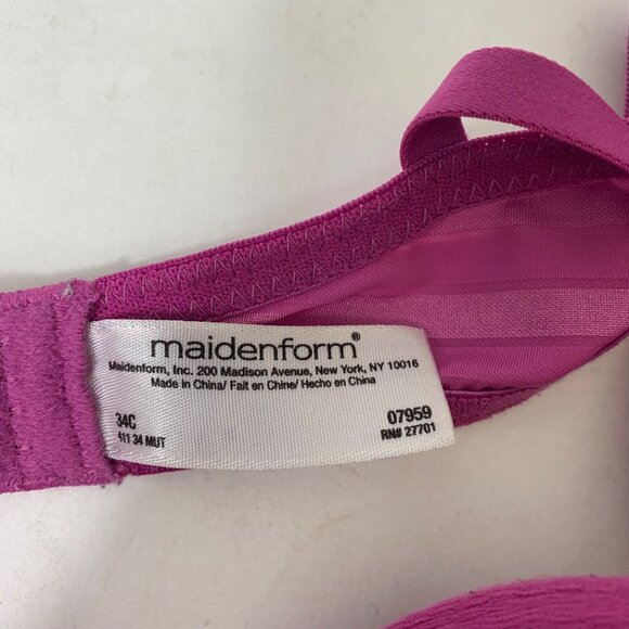 Maidenform Pink Striped One Fab Fit T-Shirt Shaping Underwire Bra Size 34C - Picture 3 of 6